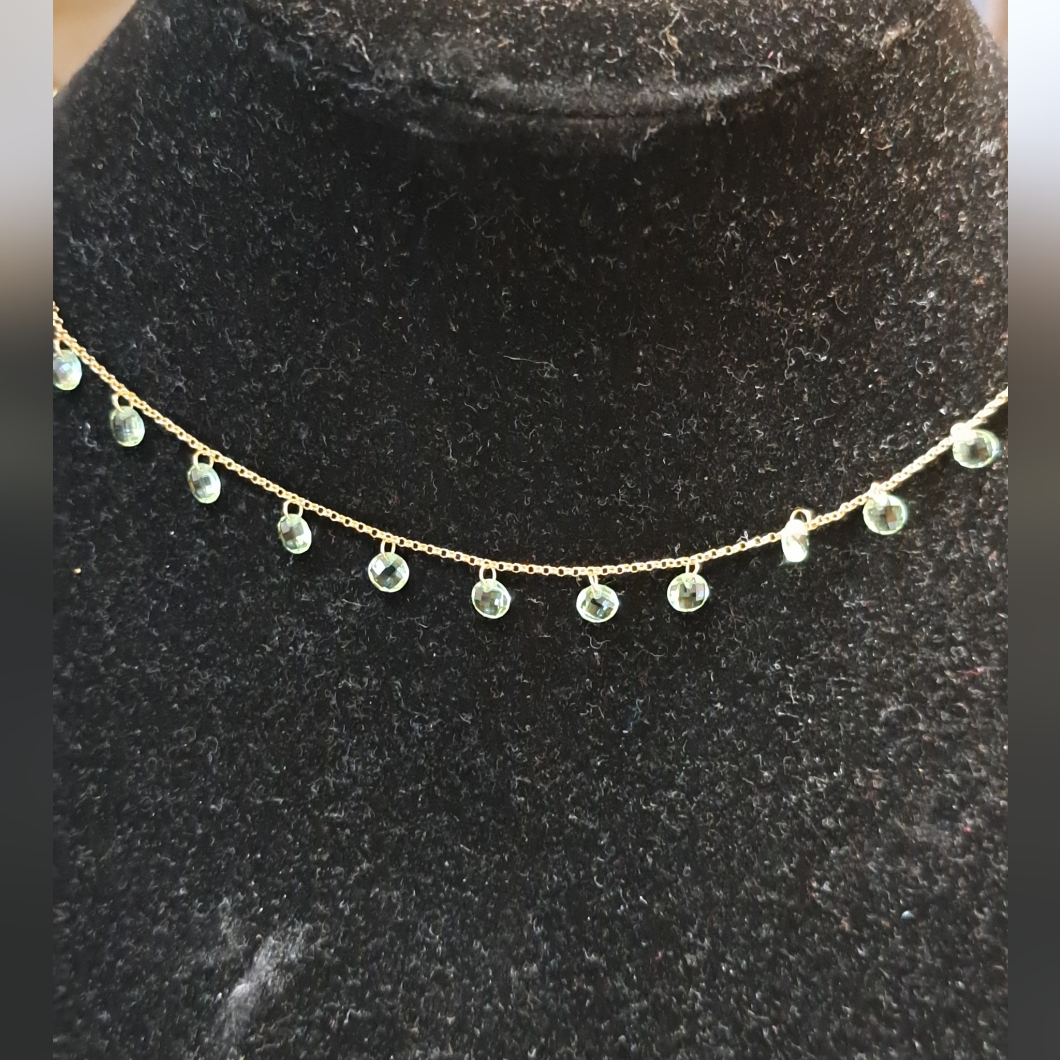 Olivia And Jackson Sterling Silver Lovely Necklace Green Lime Crystals Dainty